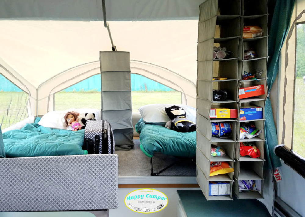pop up camper sleeping and food storage